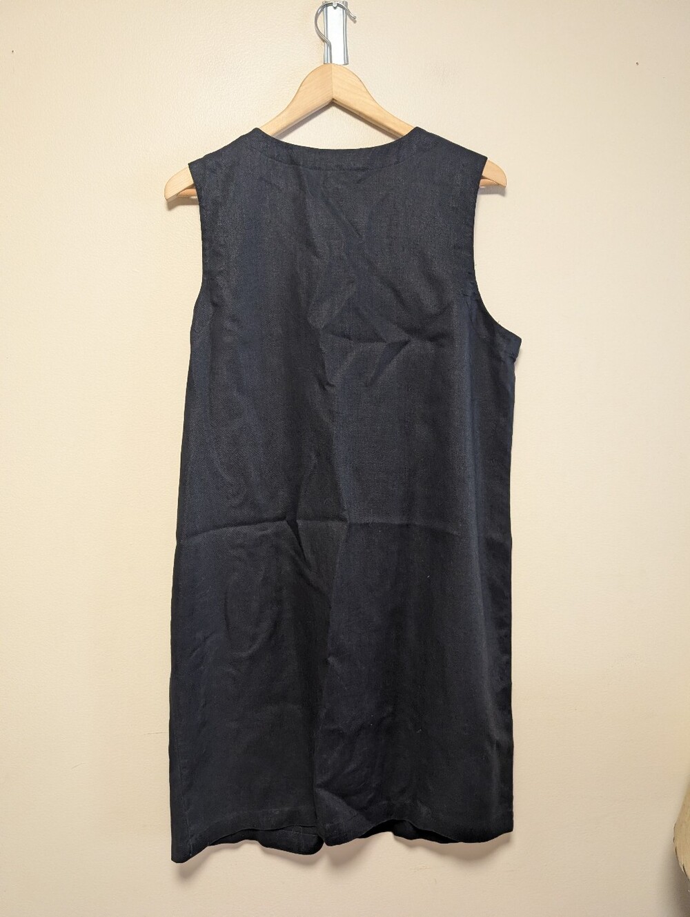 Rafaella Black 100% Linen Button Front Shift Dress Size 12 Minimalist Coastal - Picture 3 of 5